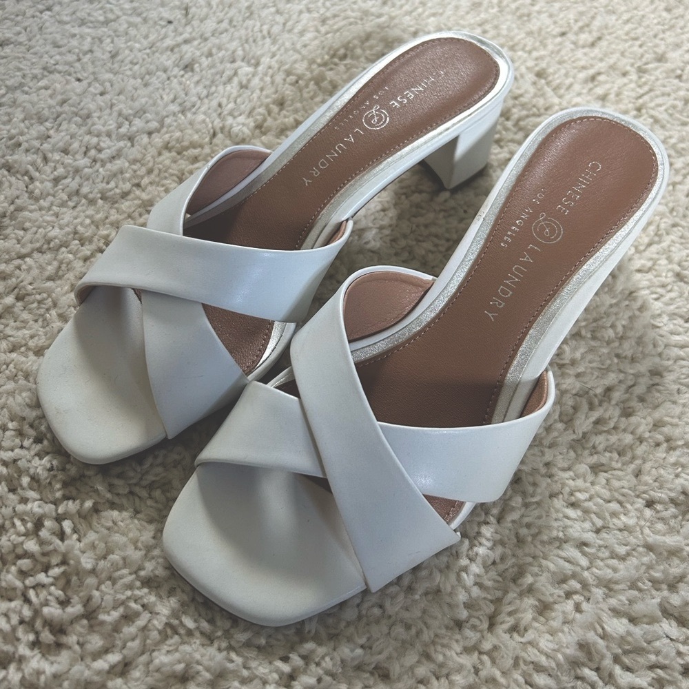 Chinese Laundry | White Sandal Block Heel